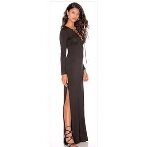 Rachel Pally Black Long Sleeve Jolene Lace-Up Maxi Dress Size 1X